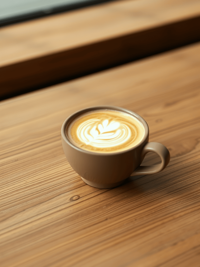 Latte in handmade cup